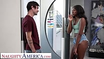 Naughty America - Чернокожая красотка Амари Энн принимает член от мужа своей подруги с большим хуем