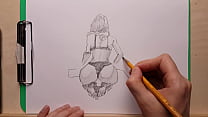 Desenho a lápis garota sexy