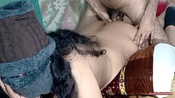 Curly Black Hair Cheating Wife Sara Hard and Rough Anal fucking with indian big cock with no mercy on Red Bedsheet gaand chudai in home in Hindi voice
