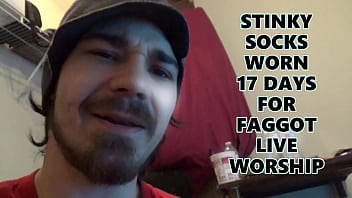 Extreme Stinky Socks worn 17 days for nasty faggot to worship Evil Red Verbal Str8Thug