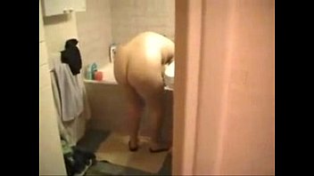 Spying my busty fully nude in bathroom