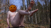 Masturbating naked in the forest