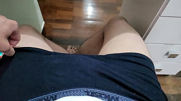 Young man shows his soft dick