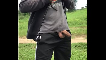 Showing hairy dick in the bush