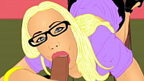 Blonde schöne dicke zierliche Babe Austin Taylor fickt und saugt in interrassischer Cartoon-Parodie POV