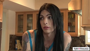Tattooed trans Chelsea Marie anal fucks bf
