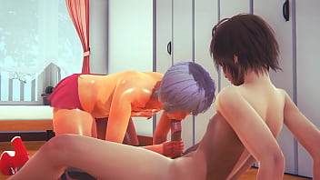 Yaoi Femboy - Alu Blowjob und Bareback - Sissy Crossdress Japanisch Asiatisch Manga Anime Spiel Porno Schwul