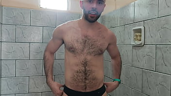 Taking a Shower, Fingering Hairy Ass and Masturbating with Louis Ferdinando