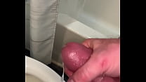 Hubby Solo Slow Motion Cumshot in Dirty Bathroom