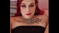 Trans beauty showing off with anal plug