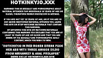 Hotkinkyjo en vestido de rosas rojas se folla el culo con el consolador de tres amigos de mrhankey y prolapso anal