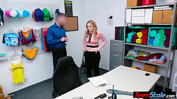 Hot blonde teen employee Dresden fucked a big cocked cop to keep her job