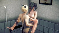 3D хентай без цензуры - Марию трахнули в туалете - японское азиатское манга, аниме, фильм, игра, порно