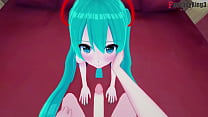 Hatsune Miku сосет и трахается в видео от первого лица | бесплатно