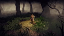Elfo scopato da due goblin in un rapporto a tre nella foresta | Porno 3D