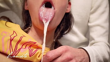 Pulsierende Throatpie-Zusammenstellung, schlampigstes Sperma im geschlossenen Mund – Amateur Lanreta