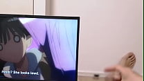 Hot anime geek college student masturbates and cums while watching hentai