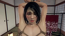 Mulher japonesa é fodida por BDSM por homem negro. Modelo 3D Hentai