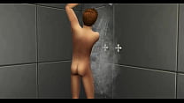 A meia-irmã entra no banheiro quando o meio-irmão está tomando banho e o ajuda a se masturbar e eles acabam trepando