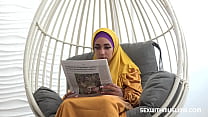 Tired wife in hijab gets sexual energy