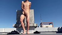 Boy masturbating naked on the rooftop