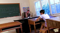 Teacher is delighted with his detention babe as she gulps down his cum