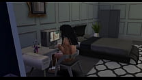 Ebony Cutie se masturba com pornografia - Sims 4