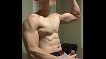 Asian Muscle Boy Flexing, Jerking, and Cumming