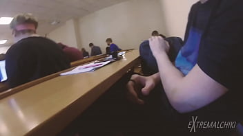 Wanking twink during classes