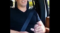 Horny daddy can't hold back until he gets home and jerks off in the car