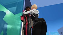 Sims 4 Homem-Aranha adulto Miles Morales fode adulto Gwen Stacy em uma varanda parte 1