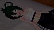 Tsuyu Asui esta mojada después de hacer ejercicio, quiere seguir entrenando en la cama. (versión adulta)